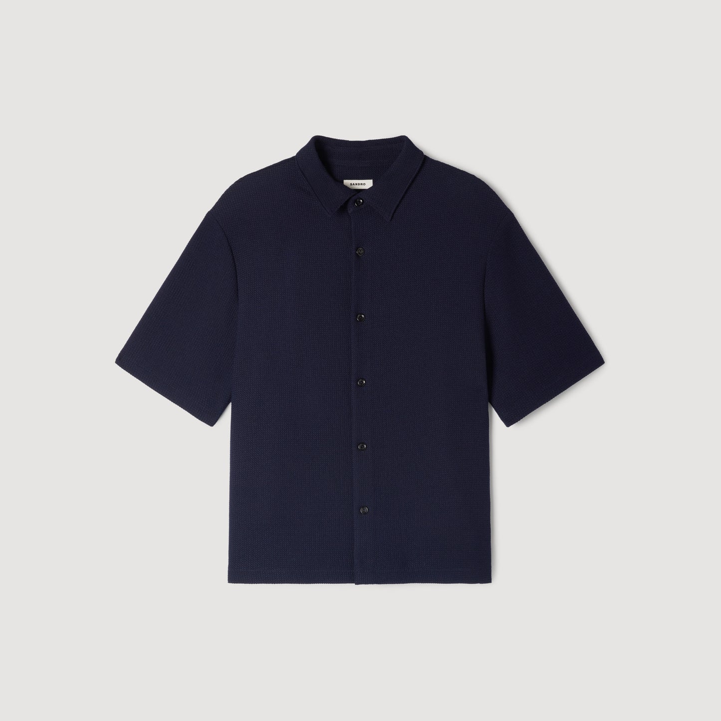 Textured Shark Collar Shirt Navy Blue
