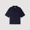 Textured Shark Collar Shirt Navy Blue