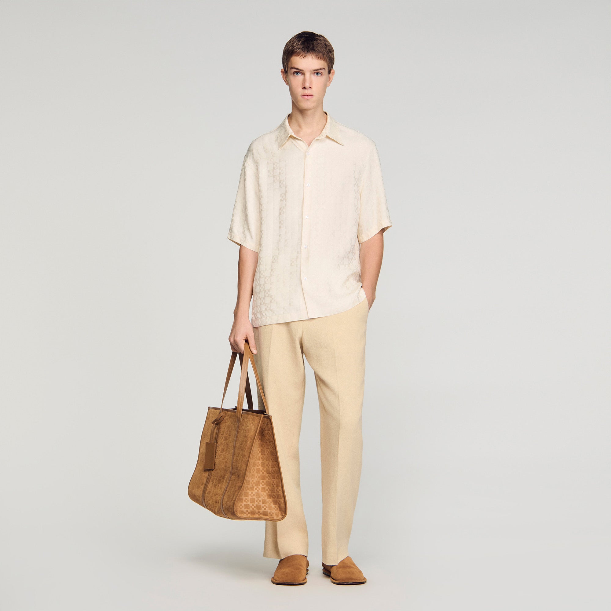 Square Cross Loose Fit Shirt White