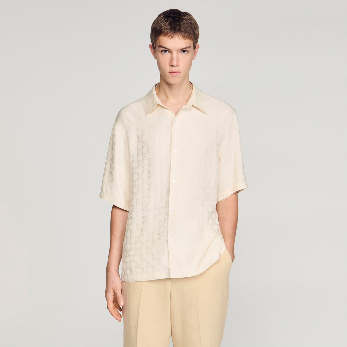 Square Cross Loose Fit Shirt White