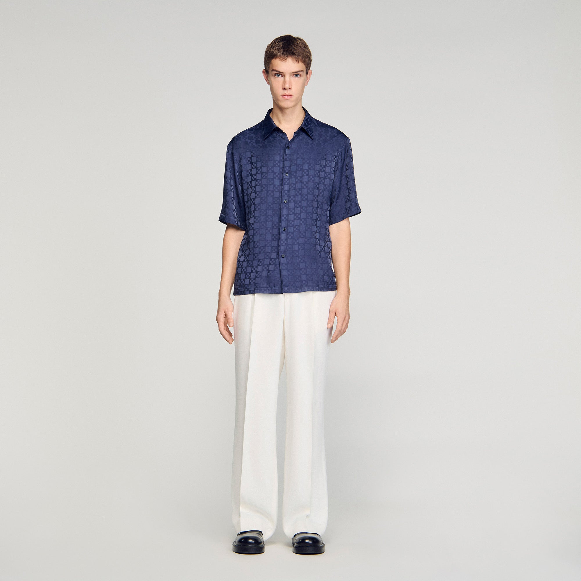 Square Cross Loose Fit Shirt Navy Blue