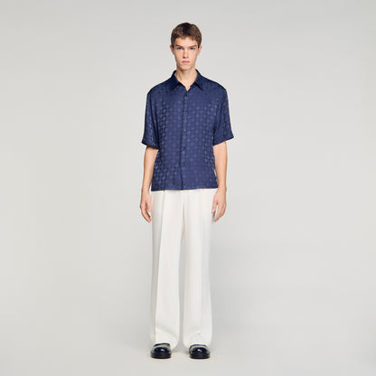 Square Cross Loose Fit Shirt Navy Blue