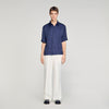 Square Cross Loose Fit Shirt Navy Blue
