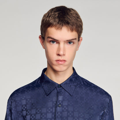 Square Cross Loose Fit Shirt Navy Blue