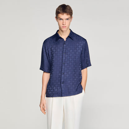 Square Cross Loose Fit Shirt Navy Blue