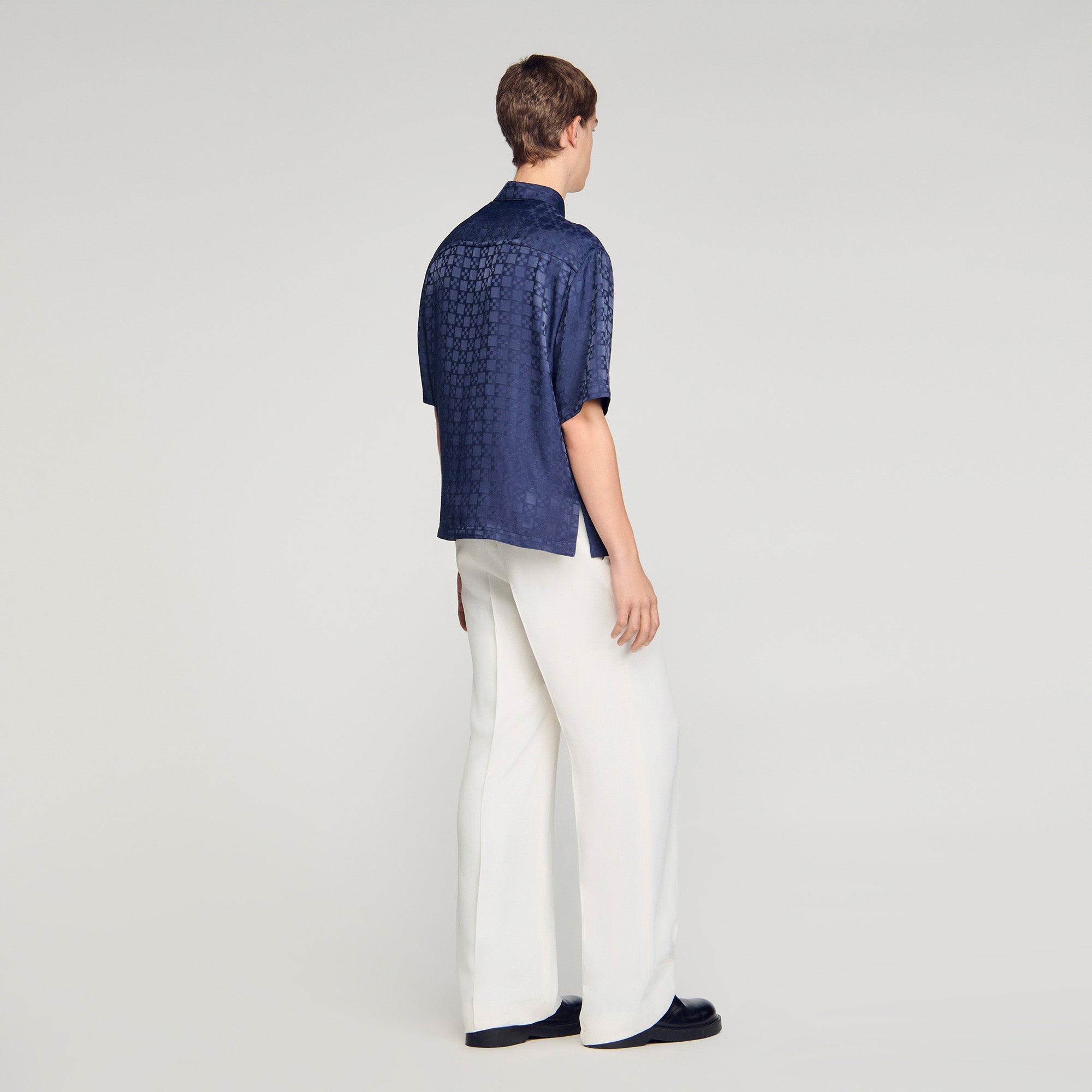 Square Cross Loose Fit Shirt Navy Blue
