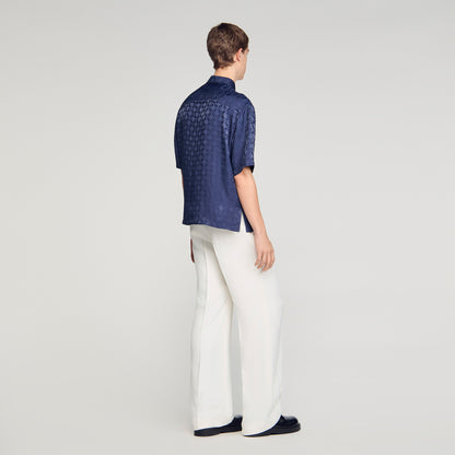 Square Cross Loose Fit Shirt Navy Blue