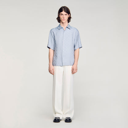 Jacquard Cross Shirt Mc Square Cross Loose-Fit Shirt Chambray
