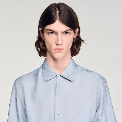 Jacquard Cross Shirt Mc Square Cross Loose-Fit Shirt Chambray