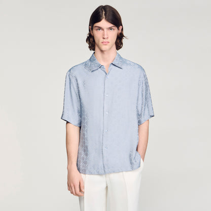 Jacquard Cross Shirt Mc Square Cross Loose-Fit Shirt Chambray
