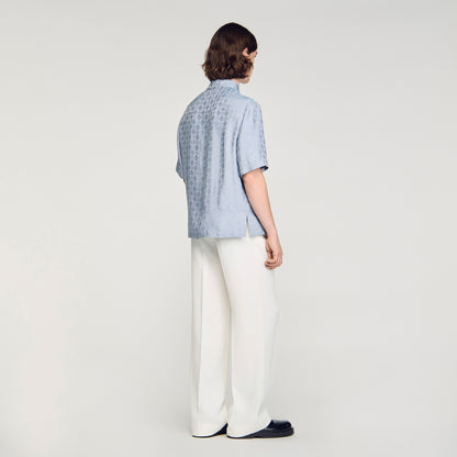 Jacquard Cross Shirt Mc Square Cross Loose-Fit Shirt Chambray
