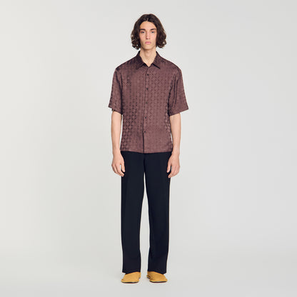 Jacquard Cross Shirt Mc Square Cross loose-fit shirt Chocolate