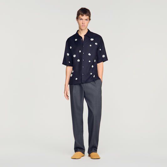 Velvet Flowers Mc Loose-fit floral shirt Midnight Blue
