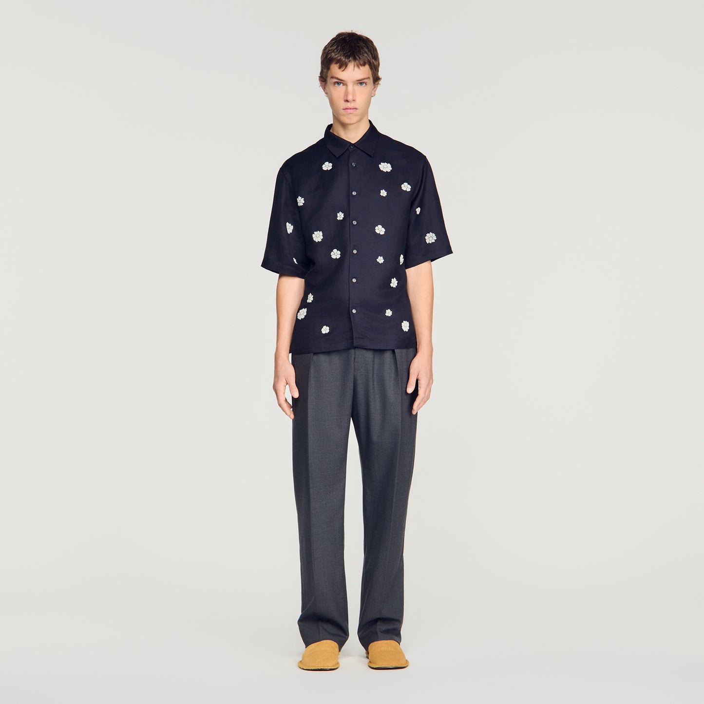 Velvet Flowers Mc Loose-fit floral shirt Midnight Blue