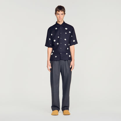 Velvet Flowers Mc Loose-fit floral shirt Midnight Blue