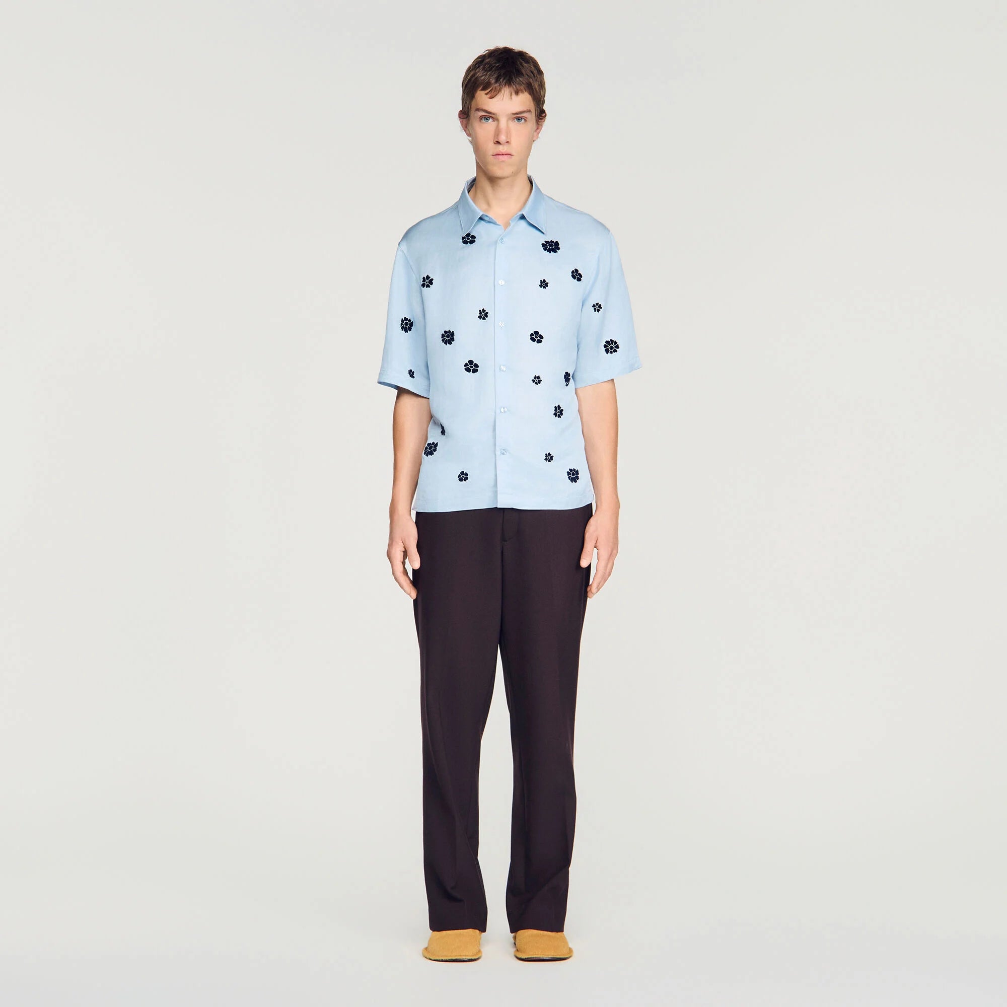 Velvet Flowers Mc  Shirt Sky Blue