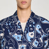 Hippie Trip Mc Loose-Fit Print Shark Collar Shirt Navy Blue