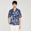 Hippie Trip Mc Loose-Fit Print Shark Collar Shirt Navy Blue