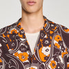 Hippie Trip Mc Loose-Fit Print Shark Collar Shirt Black Brown