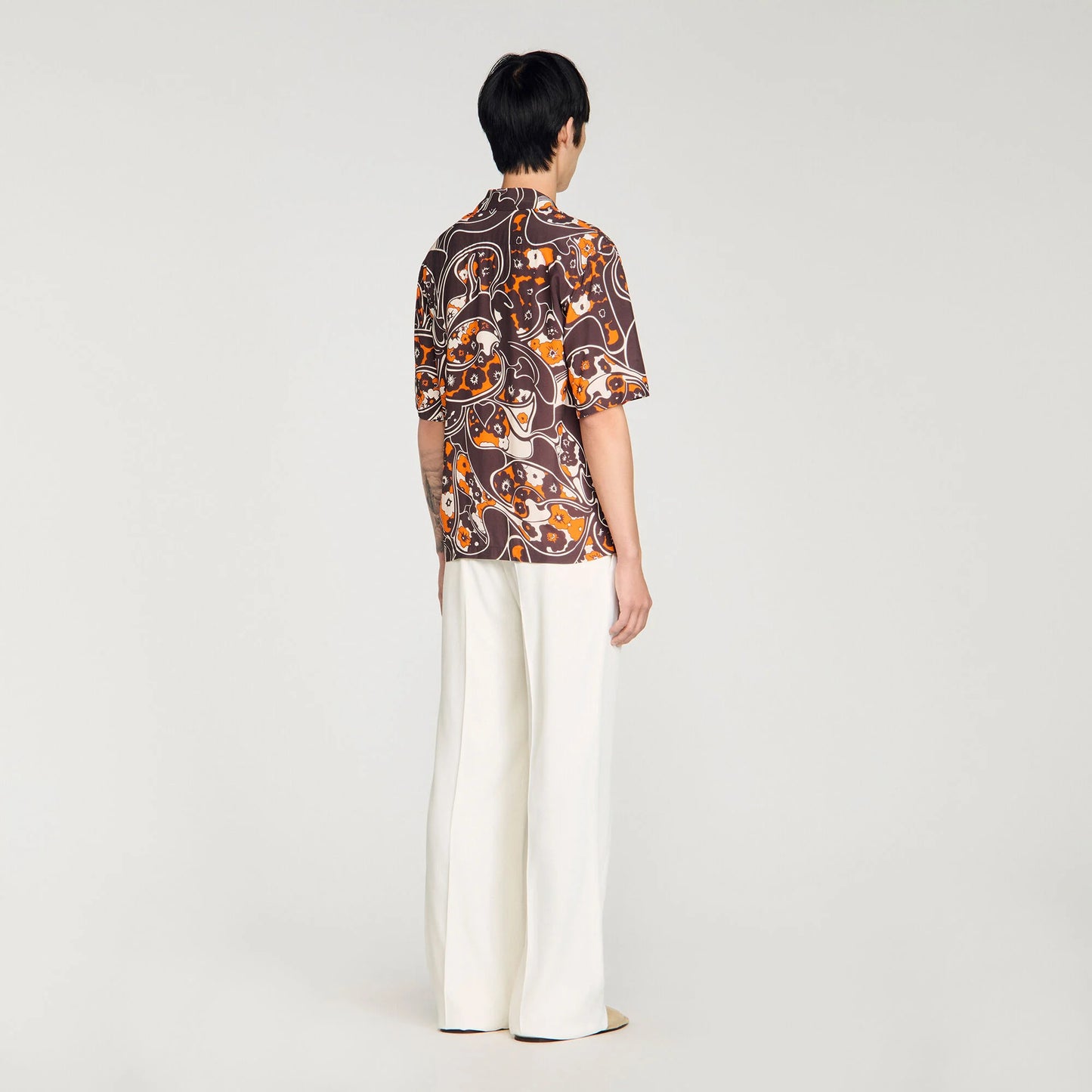 Hippie Trip Mc Loose-Fit Print Shark Collar Shirt Black Brown