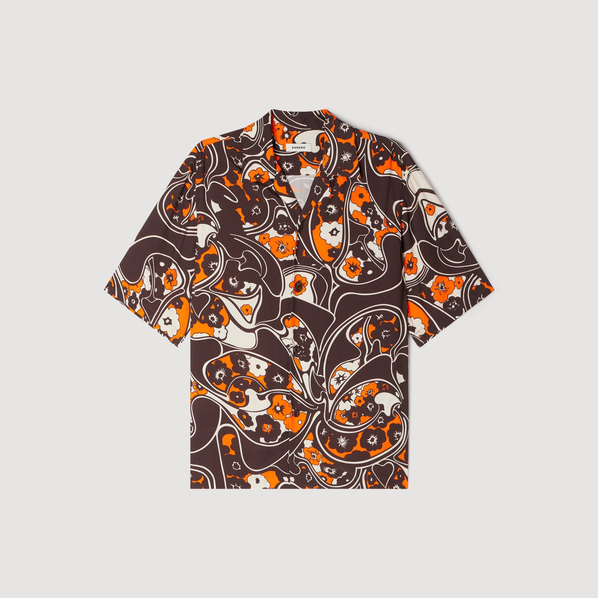 Hippie Trip Mc Loose-Fit Print Shark Collar Shirt Black Brown