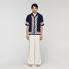 Amalfi Shirt Mc Contrast Print Loose-Fit Shirt Navy Blue