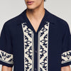 Amalfi Shirt Mc Contrast Print Loose-Fit Shirt Navy Blue