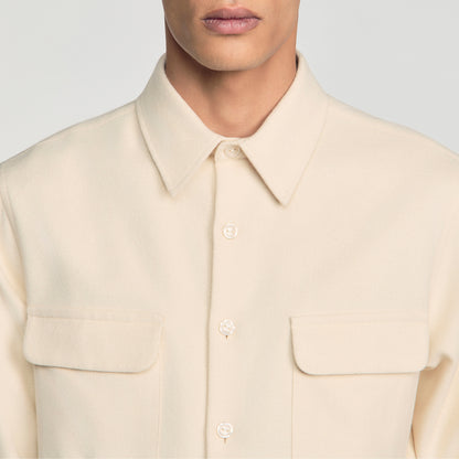 Flannel Pocket Shirt Cotton flannel shirt Ecru