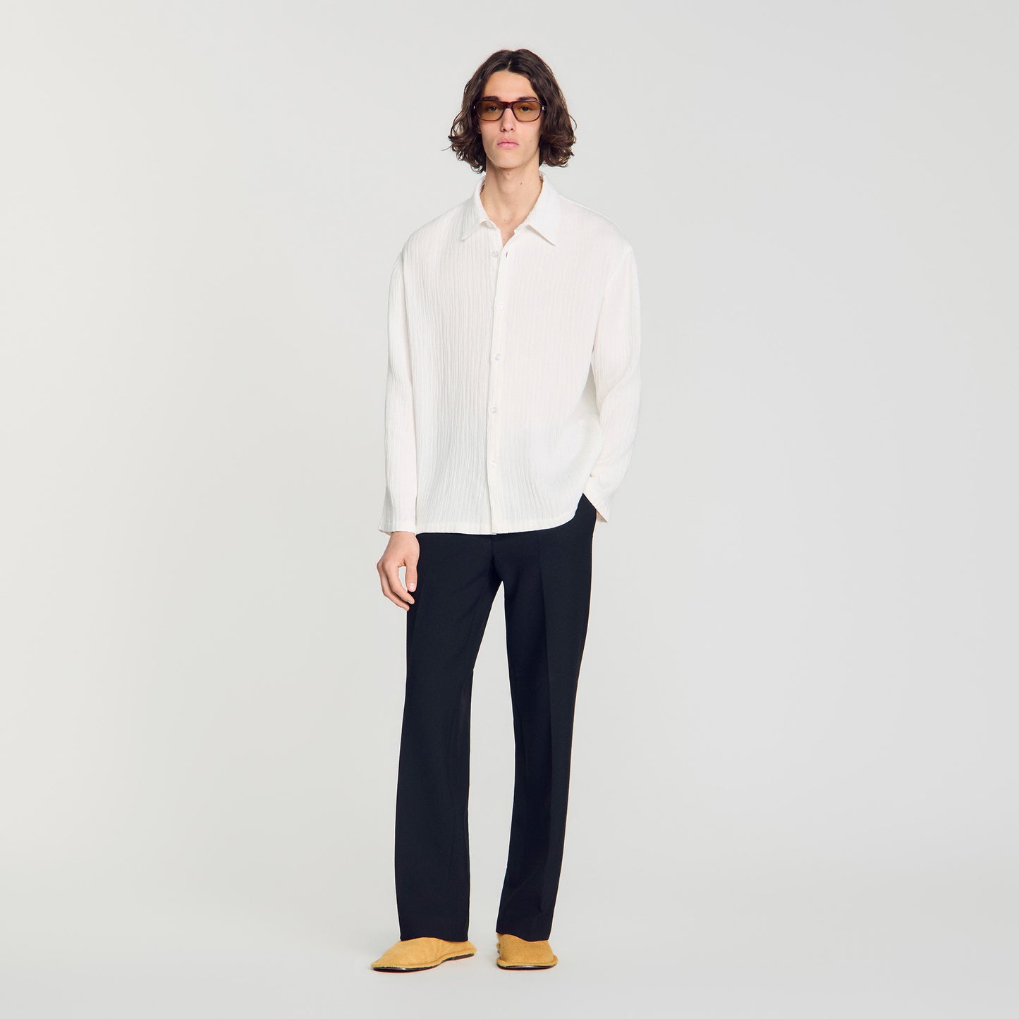 Crinkle Shirt Crinkled loose-fit shirt White