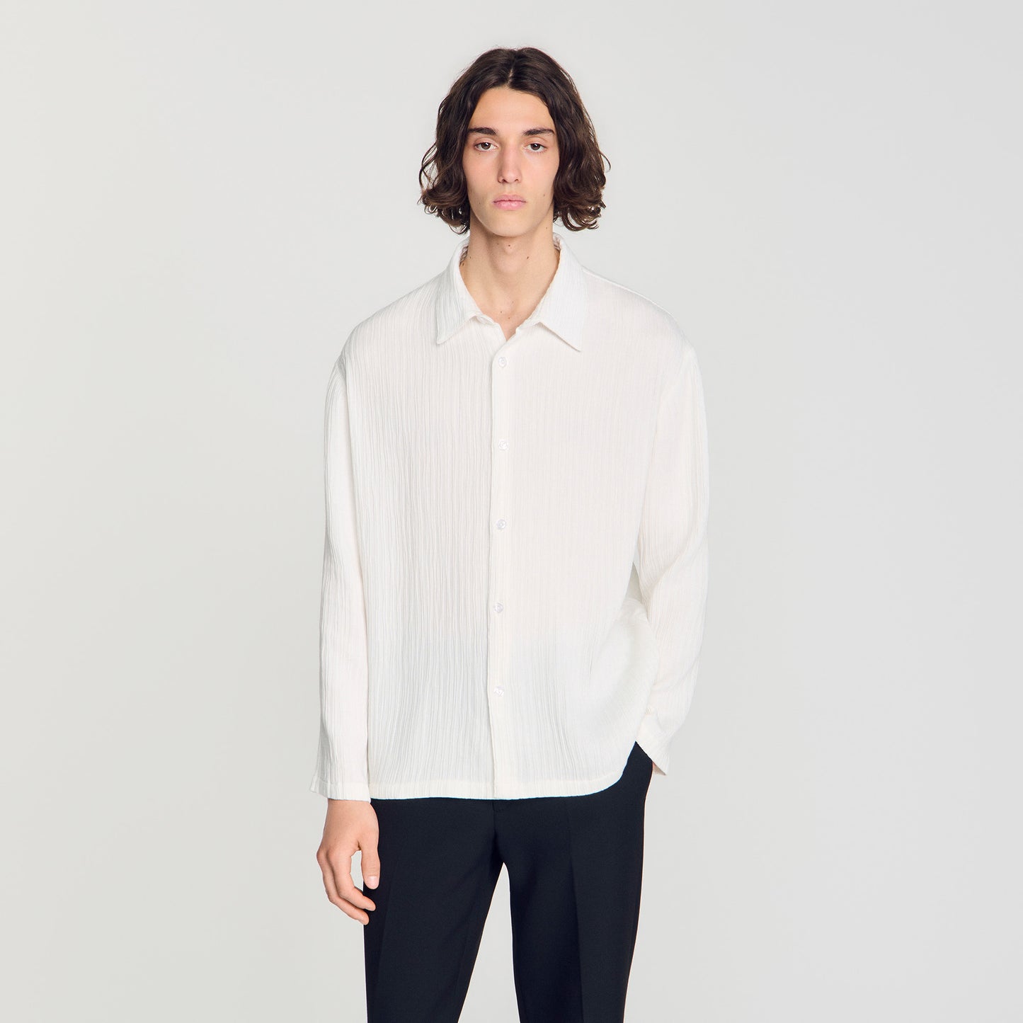 Crinkle Shirt Crinkled loose-fit shirt White