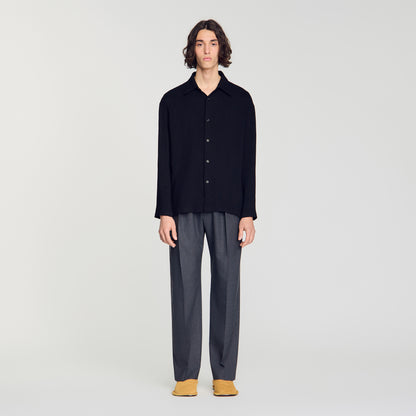 Crinkle Shirt Crinkled loose-fit shirt Black
