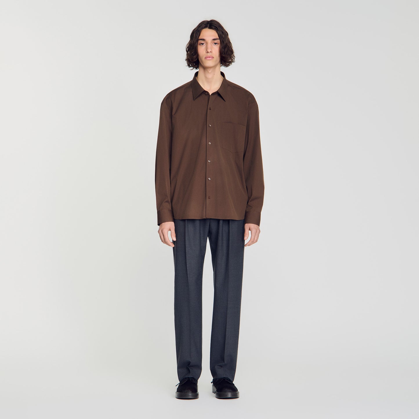 Oversize Plain Shirt Oversized cotton shirt Tobacco Brown