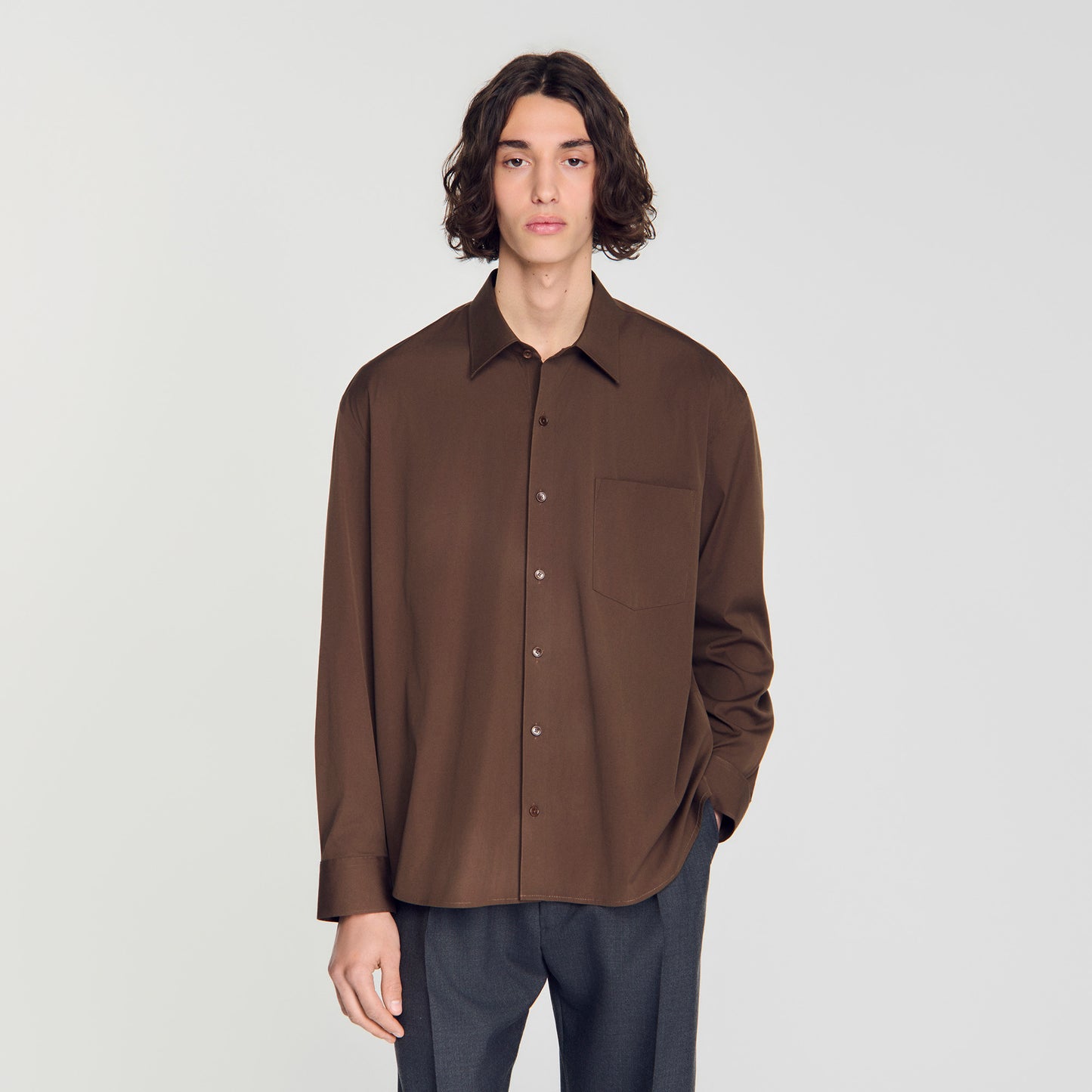 Oversize Plain Shirt Oversized cotton shirt Tobacco Brown