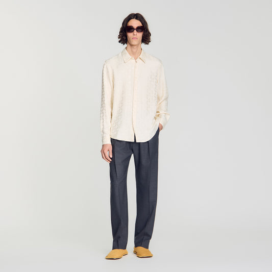Jacquard Cross Shirt Ml Square Cross loose-fit shirt White