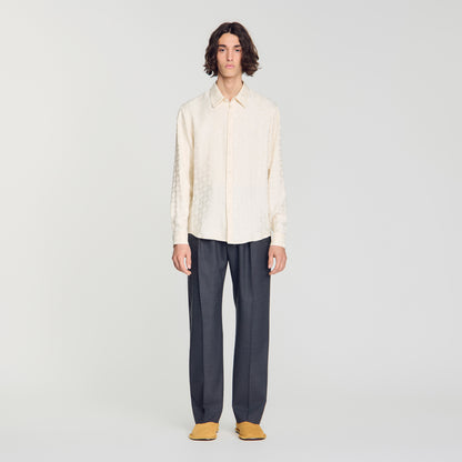 Jacquard Cross Shirt Ml Square Cross loose-fit shirt White