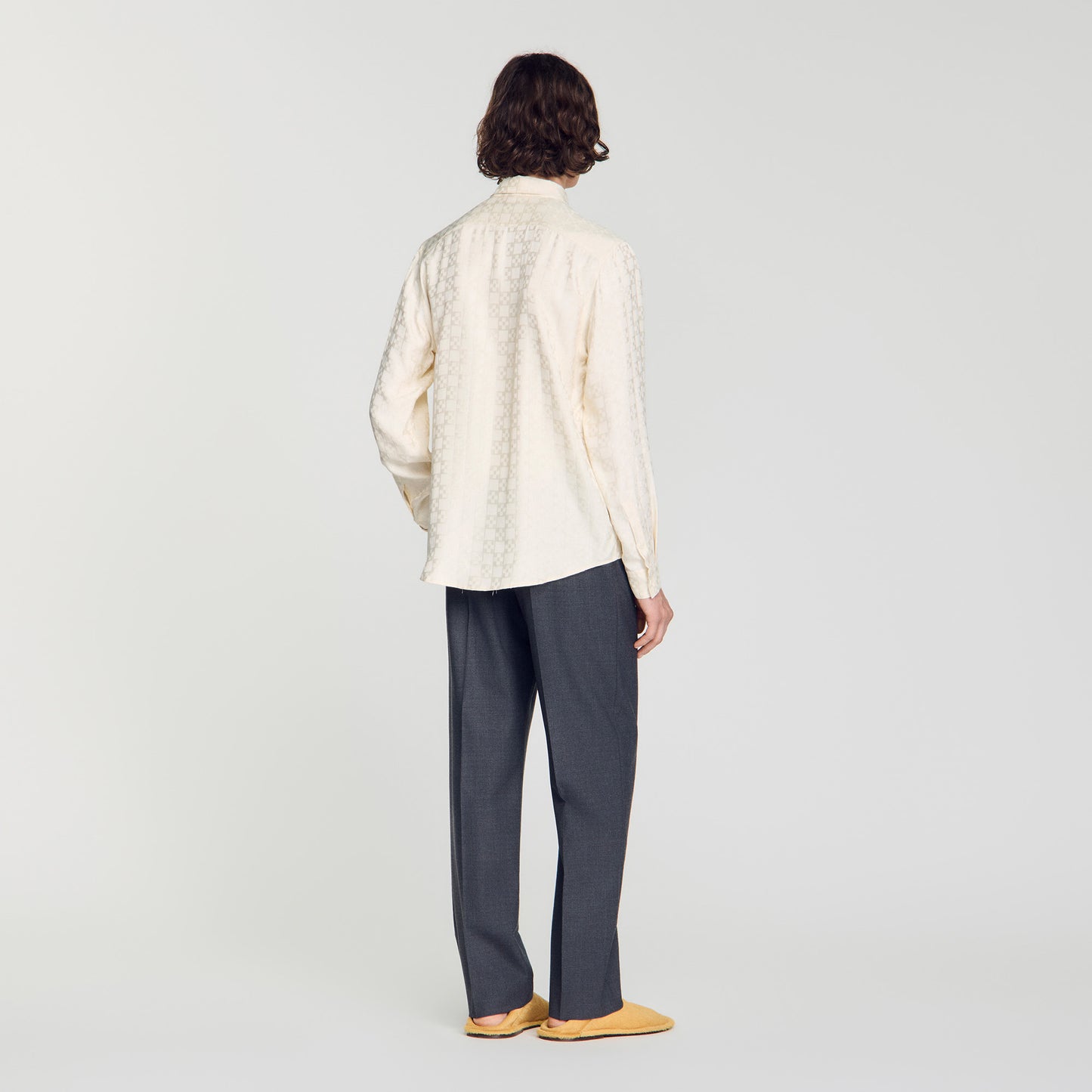 Jacquard Cross Shirt Ml Square Cross loose-fit shirt White
