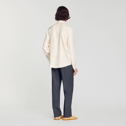 Jacquard Cross Shirt Ml Square Cross loose-fit shirt White