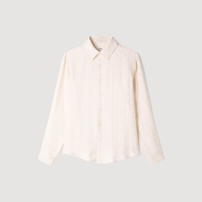 Jacquard Cross Shirt Ml Square Cross loose-fit shirt White