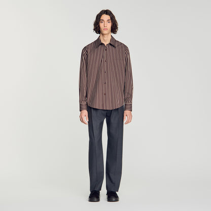 Hamptons Shirt Striped cotton shirt Chocolat / Ecru
