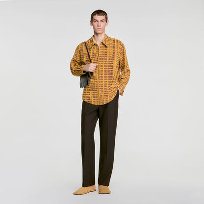 Thread Shirt Shirt with velvet flocking Mustard