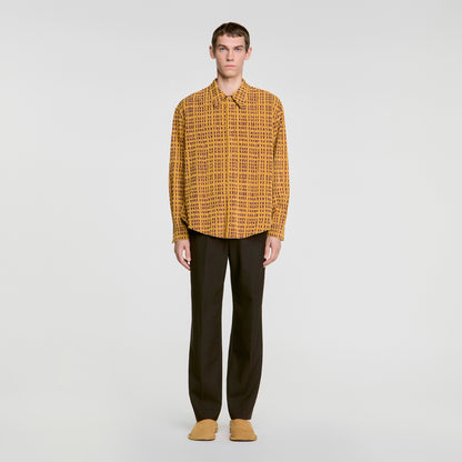 Thread Shirt Shirt with velvet flocking Mustard