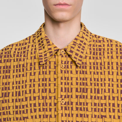 Thread Shirt Shirt with velvet flocking Mustard