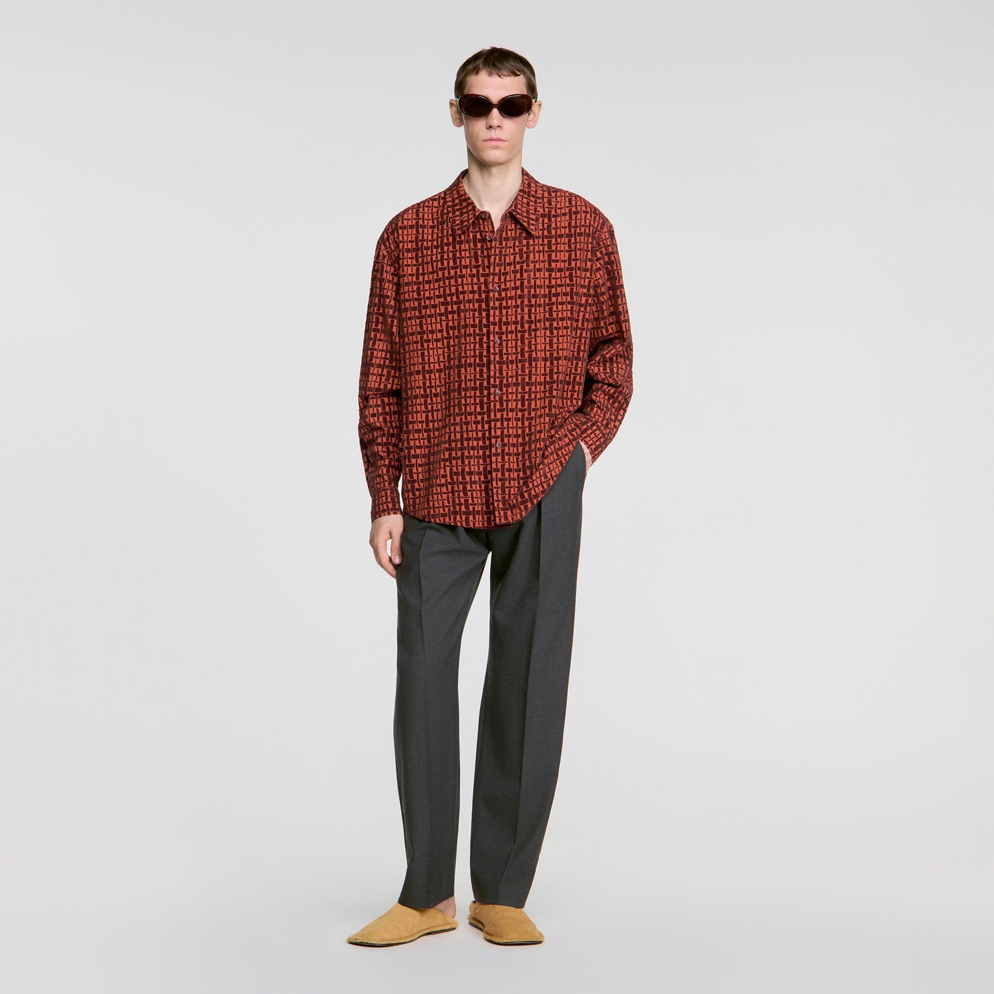 Thread Shirt Shirt with velvet flocking Burnt Orange