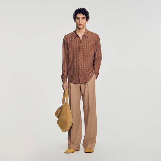 Catena Shirt Ml Floaty chain print shirt Tobacco Brown