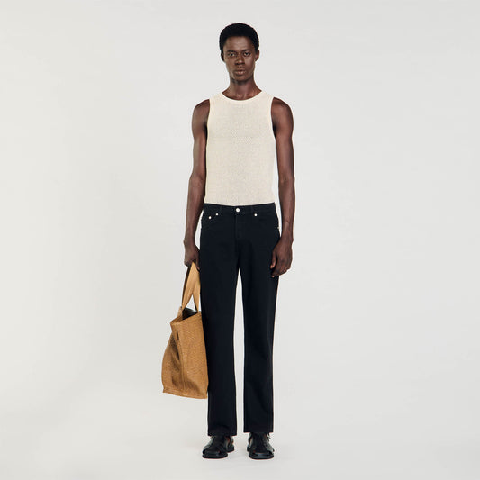 Regular Black Stonewash Straight-Fit Jeans Black