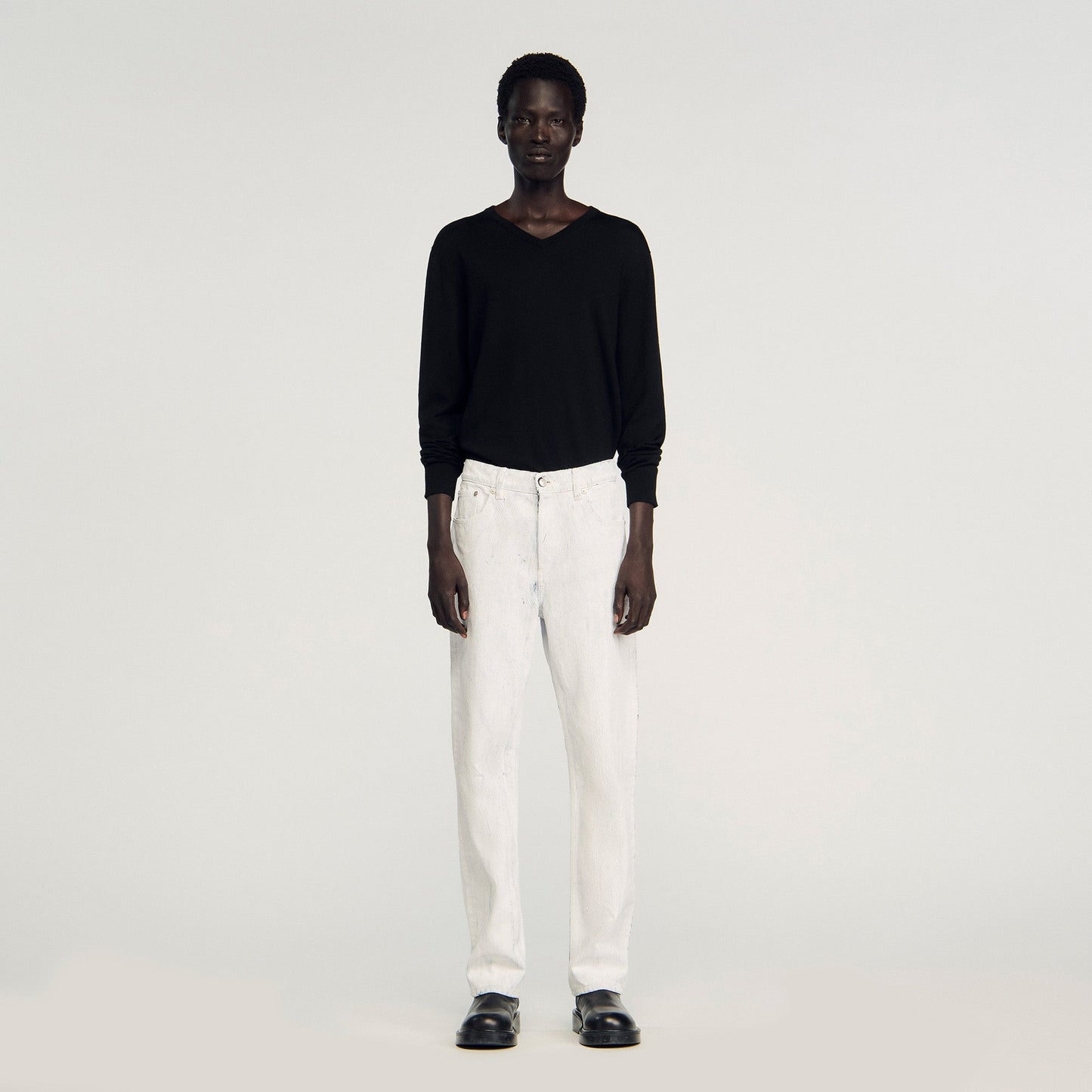 Crackled Jean White Regular Crackle-Effect Jeans Optic White