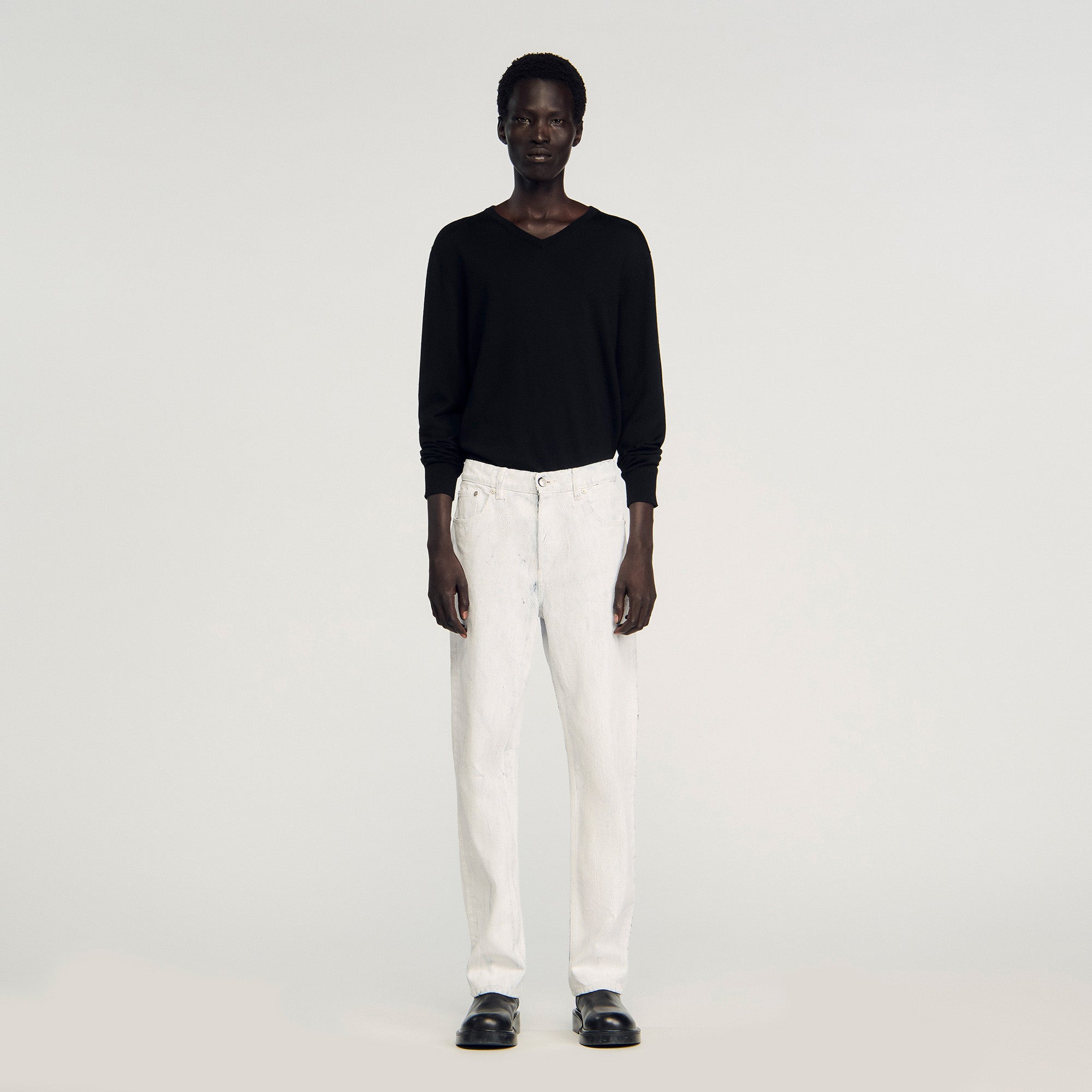 Crackled Jean White Regular Crackle-Effect Jeans Optic White