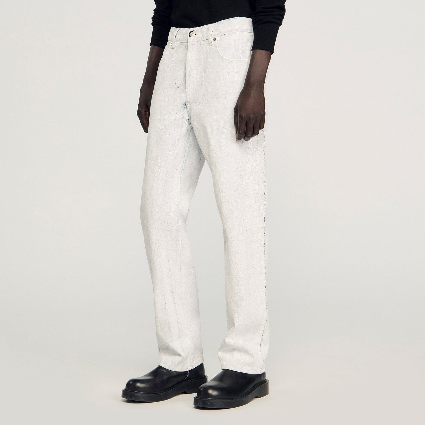 Crackled Jean White Regular Crackle-Effect Jeans Optic White
