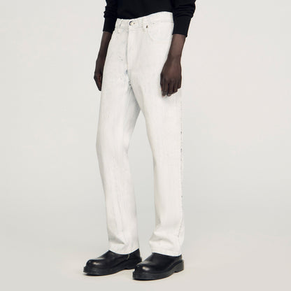 Crackled Jean White Regular Crackle-Effect Jeans Optic White