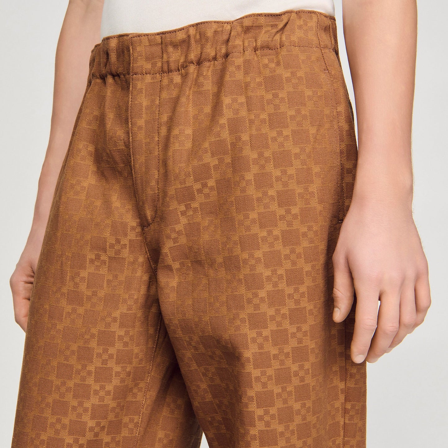 Large Cross Jean Wide-Leg Jacquard Squarecross Jeans Camel